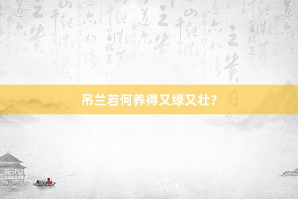 吊兰若何养得又绿又壮？