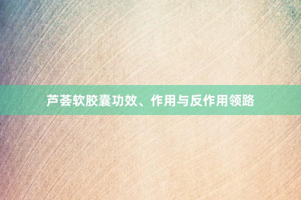 芦荟软胶囊功效、作用与反作用领路